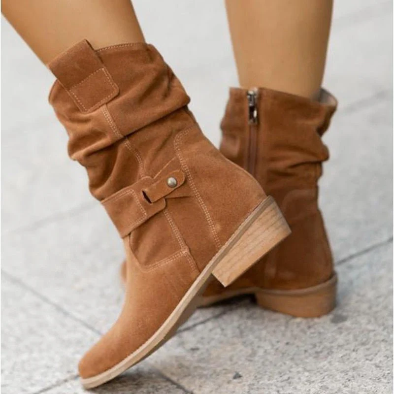 Veloura | Enkellaarsjes met Suède Look en Slouchy Schacht