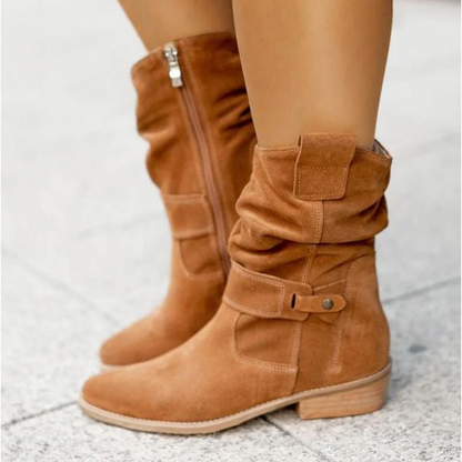 Veloura | Enkellaarsjes met Suède Look en Slouchy Schacht