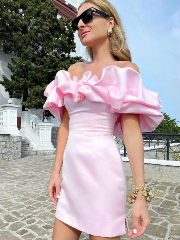 AITANA | Off-Shoulder Avondjurk met Ruffle Detail 1