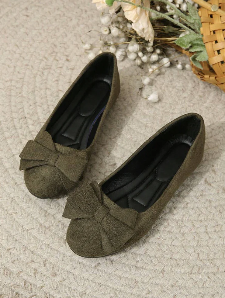 ALÉNIA | Suède ballerina met strikdetail en comfortabele zool 3