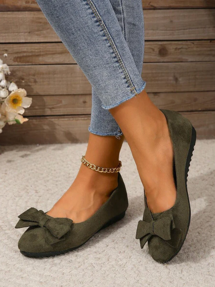 ALÉNIA | Suède ballerina met strikdetail en comfortabele zool 4