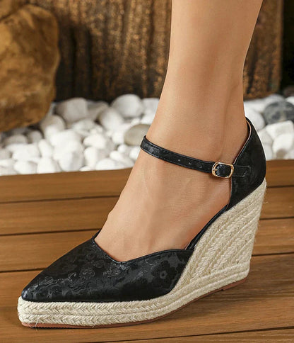 ALVINA | Espadrille Sleehakken met Puntneus en Enkelband 1