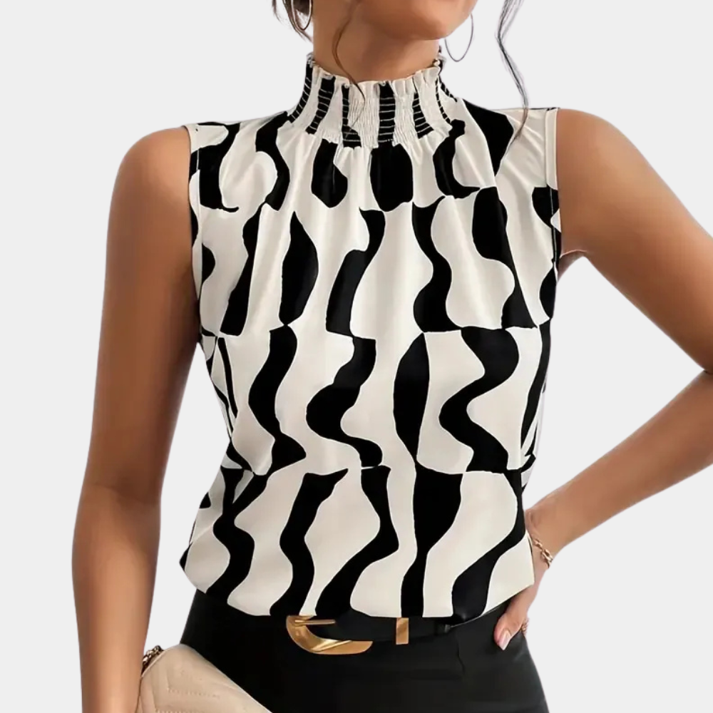 AMARISE | Geraffineerd T-shirt met Hoge Halslijn 1