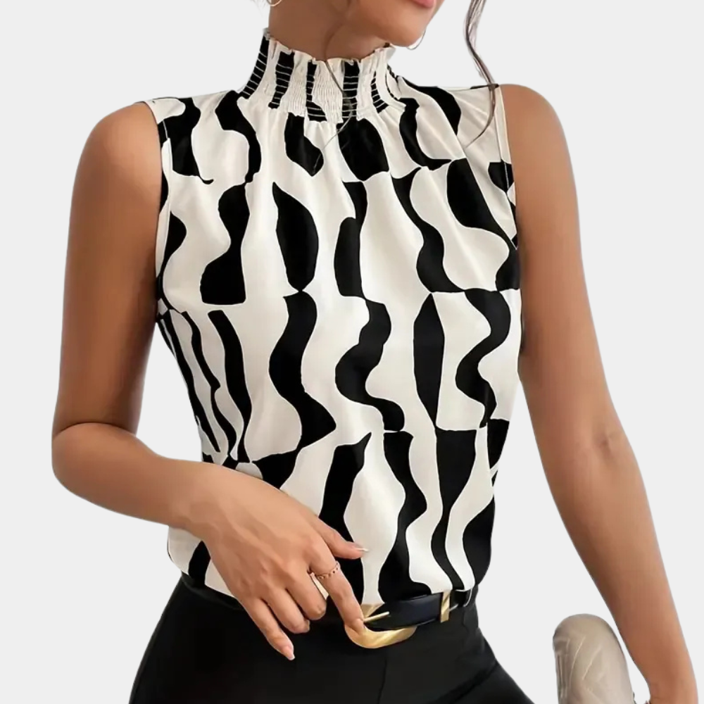 AMARISE | Geraffineerd T-shirt met Hoge Halslijn 5