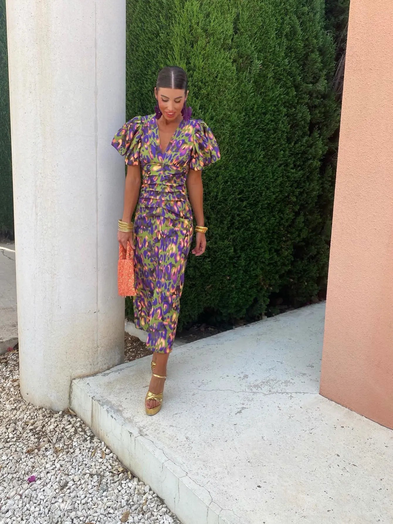 AMERIE | Jurk met Geplooide Mouwen en Levendige Print 3