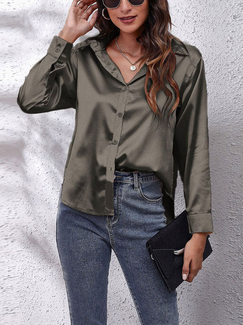 ANA LUIZA | Satijnen Blouse met Luxe Glans & Tijdloze Klasse 10