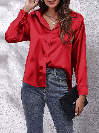 ANA LUIZA | Satijnen Blouse met Luxe Glans & Tijdloze Klasse 9