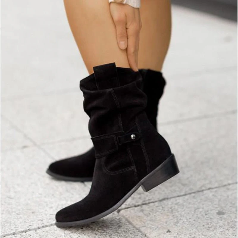 Veloura | Enkellaarsjes met Suède Look en Slouchy Schacht