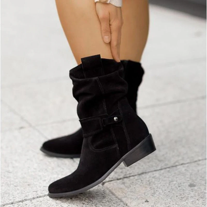 Veloura | Enkellaarsjes met Suède Look en Slouchy Schacht