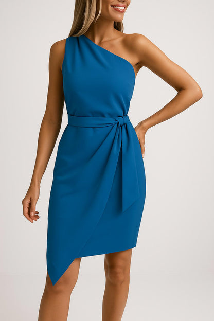 ISABELLA – One-Shoulder Zomerjurk met Tailleband voor Dames