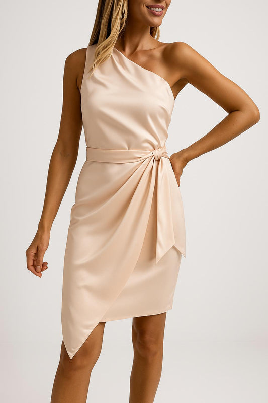 ISABELLA – One-Shoulder Zomerjurk met Tailleband voor Dames