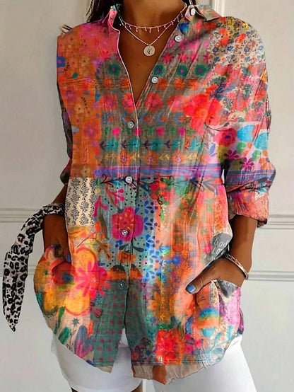 Alicia Dames Blouse | Kleurrijke Bloemenprint, Luchtige Pasvorm 1
