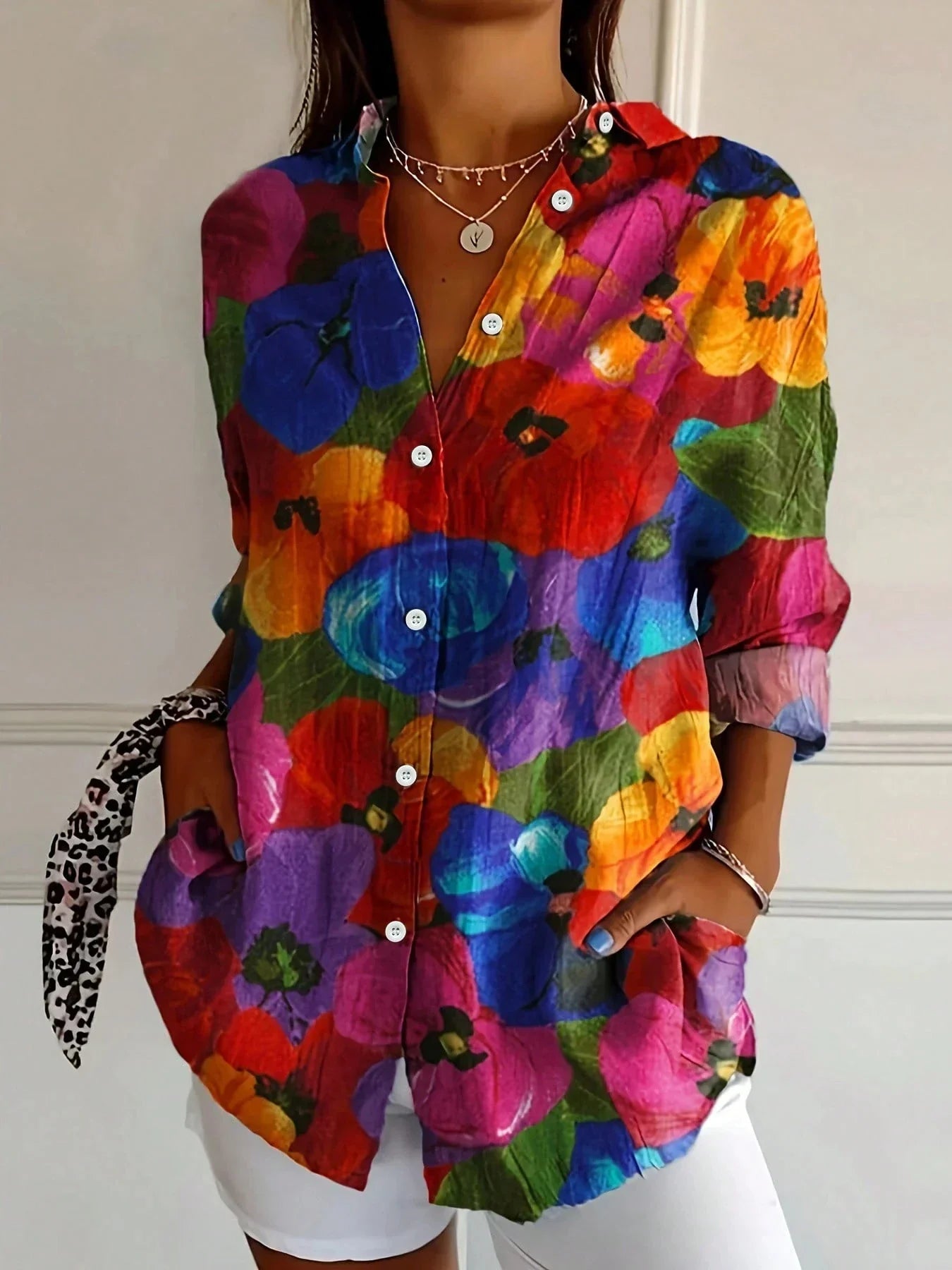 Alicia Dames Blouse | Kleurrijke Bloemenprint, Luchtige Pasvorm 5