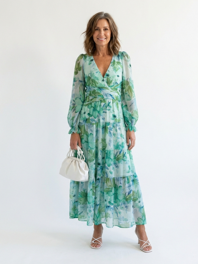 Althea Dames Maxi Jurk | Bloemenprint, Lange Mouwen, Comfortabel 0
