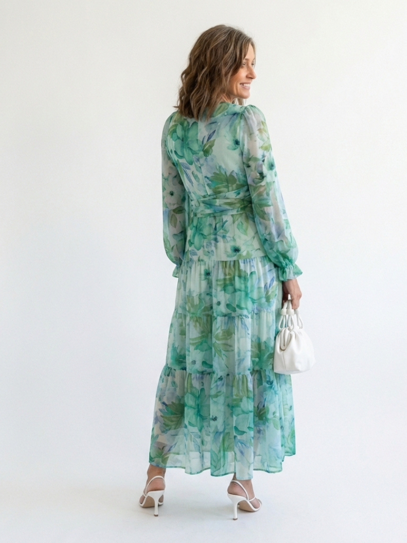 Althea Dames Maxi Jurk | Bloemenprint, Lange Mouwen, Comfortabel 3