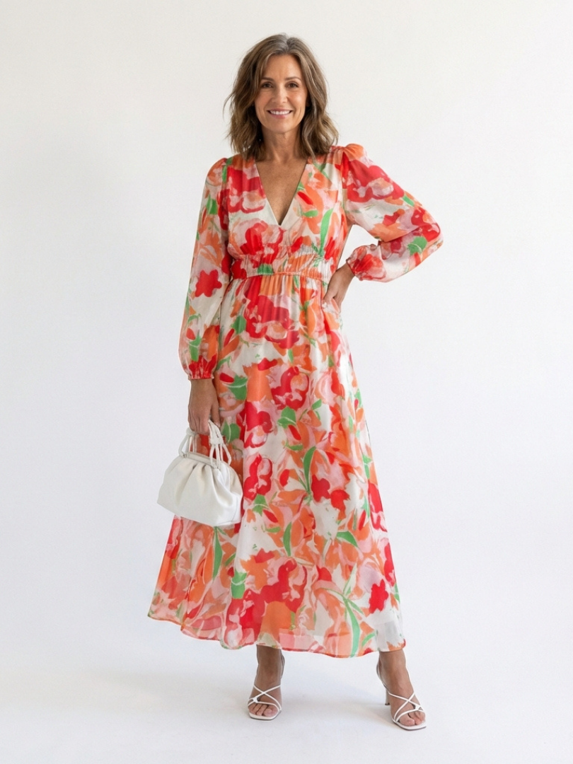 Althea Dames Maxi Jurk | Bloemenprint, Lange Mouwen, Comfortabel 4