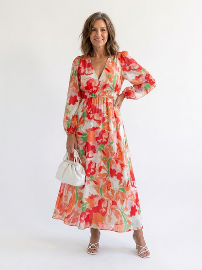 Althea Dames Maxi Jurk | Bloemenprint, Lange Mouwen, Comfortabel 4