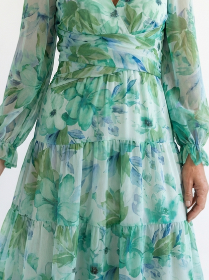 Aly Dames Maxi Jurk | Bloemenprint, Lange Mouwen, Lichtgewicht 1