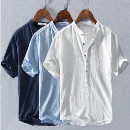 Amalfi Heren Overhemd | Katoenmix, Casual Henley-kraag 1