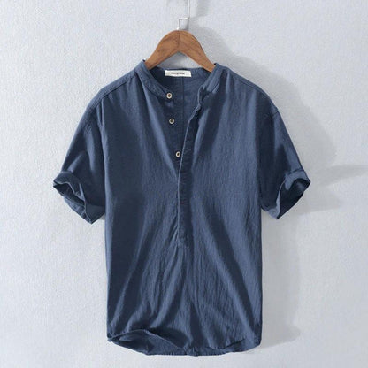 Amalfi Heren Overhemd | Katoenmix, Casual Henley-kraag 2