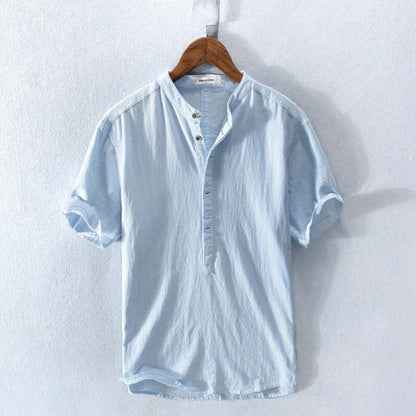 Amalfi Heren Overhemd | Katoenmix, Casual Henley-kraag 3
