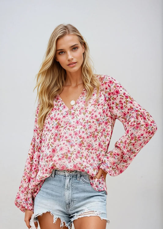 Isabel | Bloemenprint Blouse met Losvallende Pasvorm