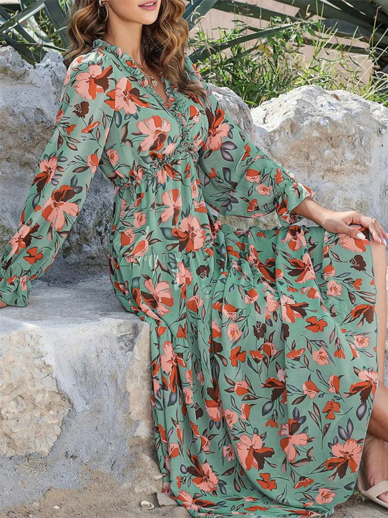 Noémie | Elegante Wilde Maxi Jurk Voor Dames