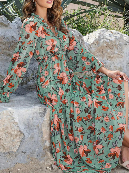 Noémie | Elegante Wilde Maxi Jurk Voor Dames