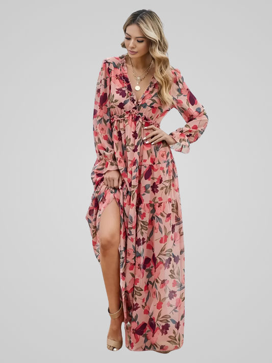 Noémie | Elegante Wilde Maxi Jurk Voor Dames