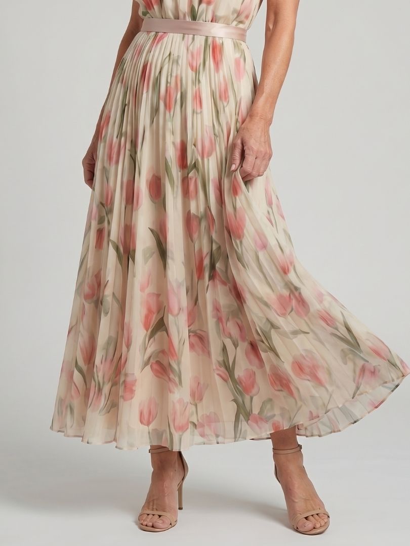 Aurel Dames Midi Jurk | Bloemenpatroon, Halterhals, Lichtgewicht 4