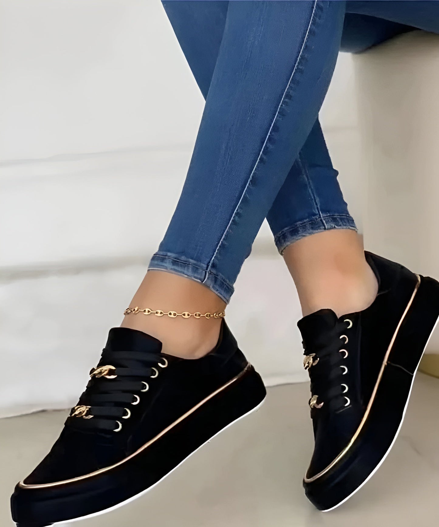 Ava Dames Sneakers | Orthopedisch Comfort met Gouden Accenten 1