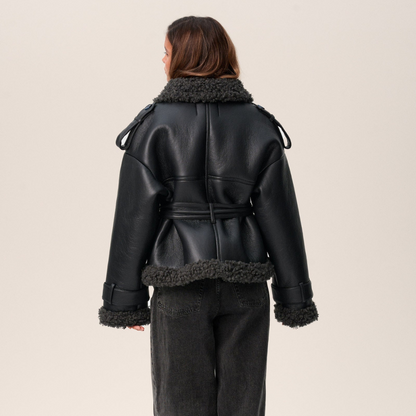 Ava Dames Winterjas | Luxe PU-Leer met Oversized Ceintuur 2
