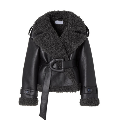 Ava Dames Winterjas | Luxe PU-Leer met Oversized Ceintuur 4