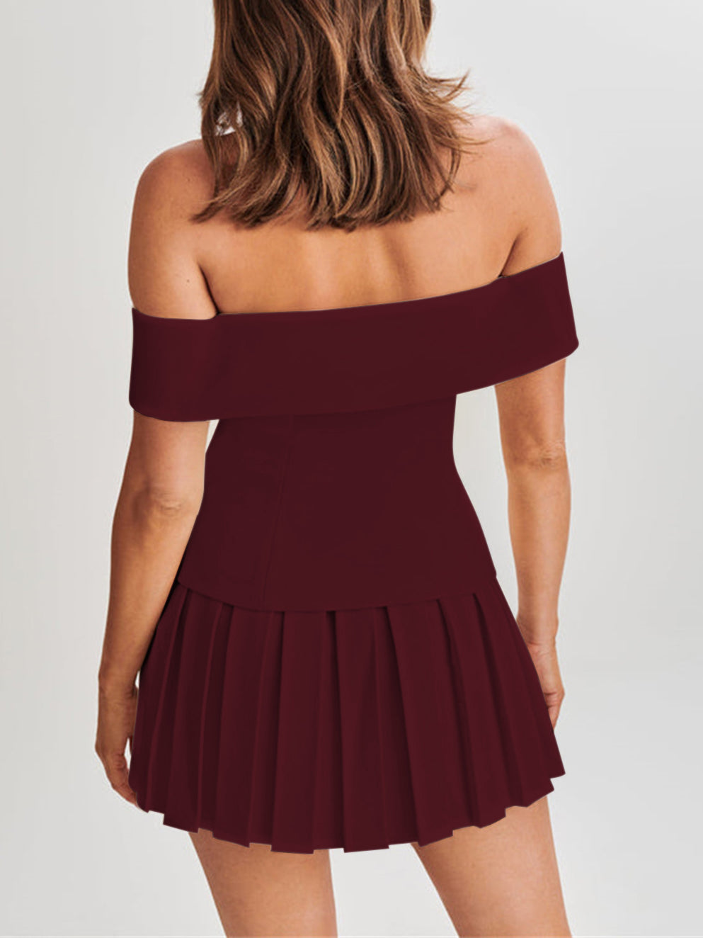 AKOSUA | Off-Shoulder Zomerset met Geplooide Rok