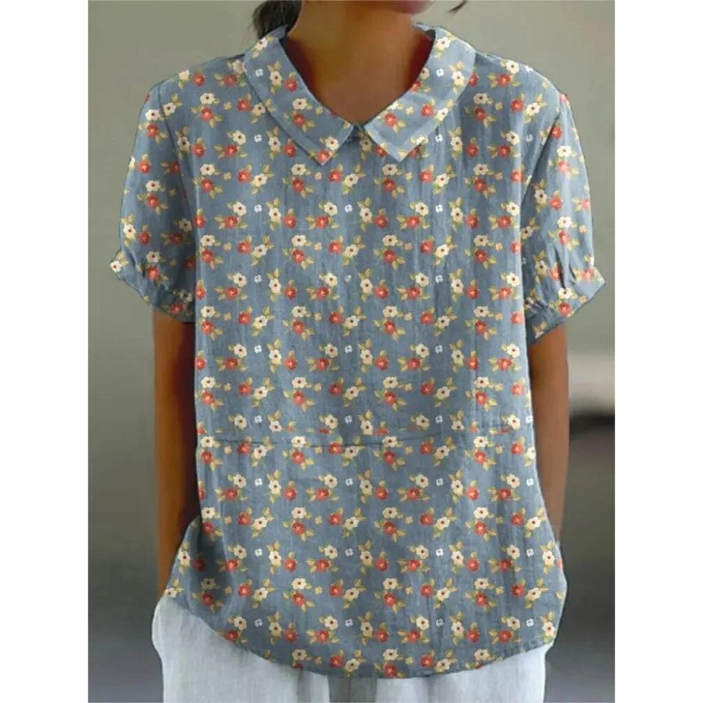 Bella Dames Bloemenblouse | Losse Pasvorm, Polyester, Korte Mouwen 4