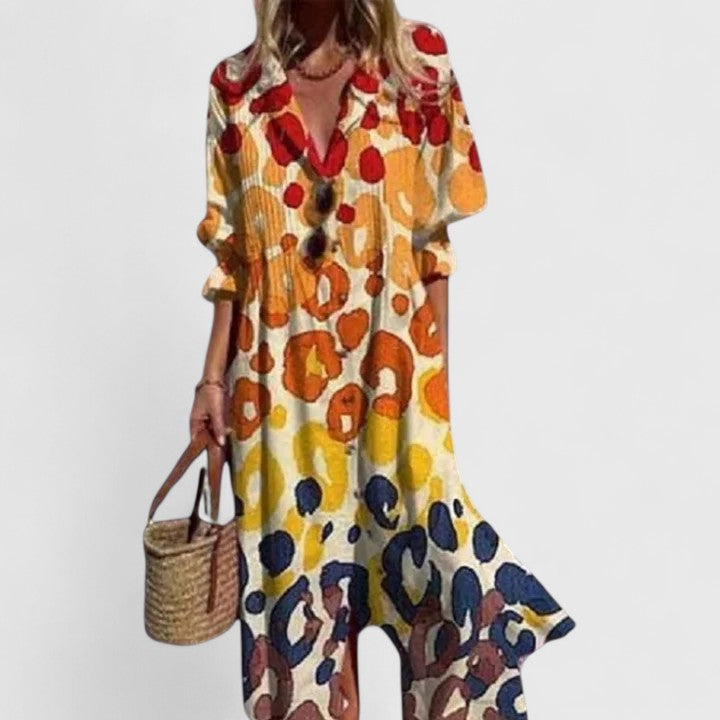 Bella Dames Midi Jurk | Bloemenprint, Knoopsluiting, Zomerjurkje 3