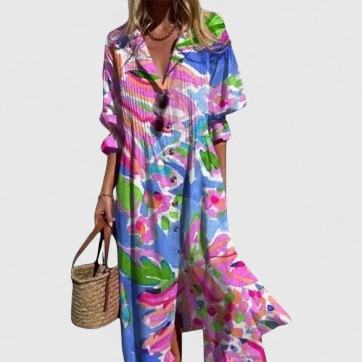 Bella Dames Midi Jurk | Bloemenprint, Knoopsluiting, Zomerjurkje 4