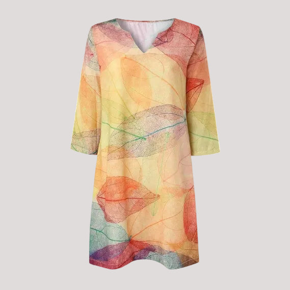 Bella Damesjurk Zomer | Botanische Print, Losse Pasvorm, 3/4 Mouwen 1