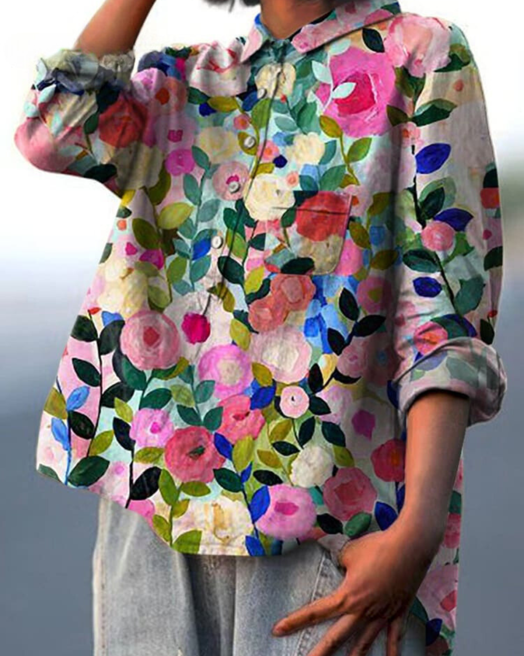 Bella Witte Blouse Dames | Luchtige Pasvorm met Bloemenprint 1
