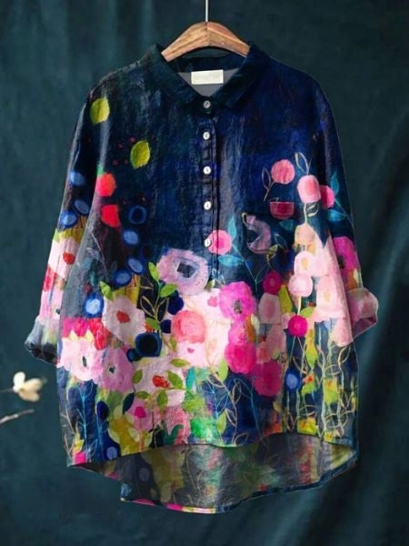 Bella Witte Blouse Dames | Luchtige Pasvorm met Bloemenprint 13
