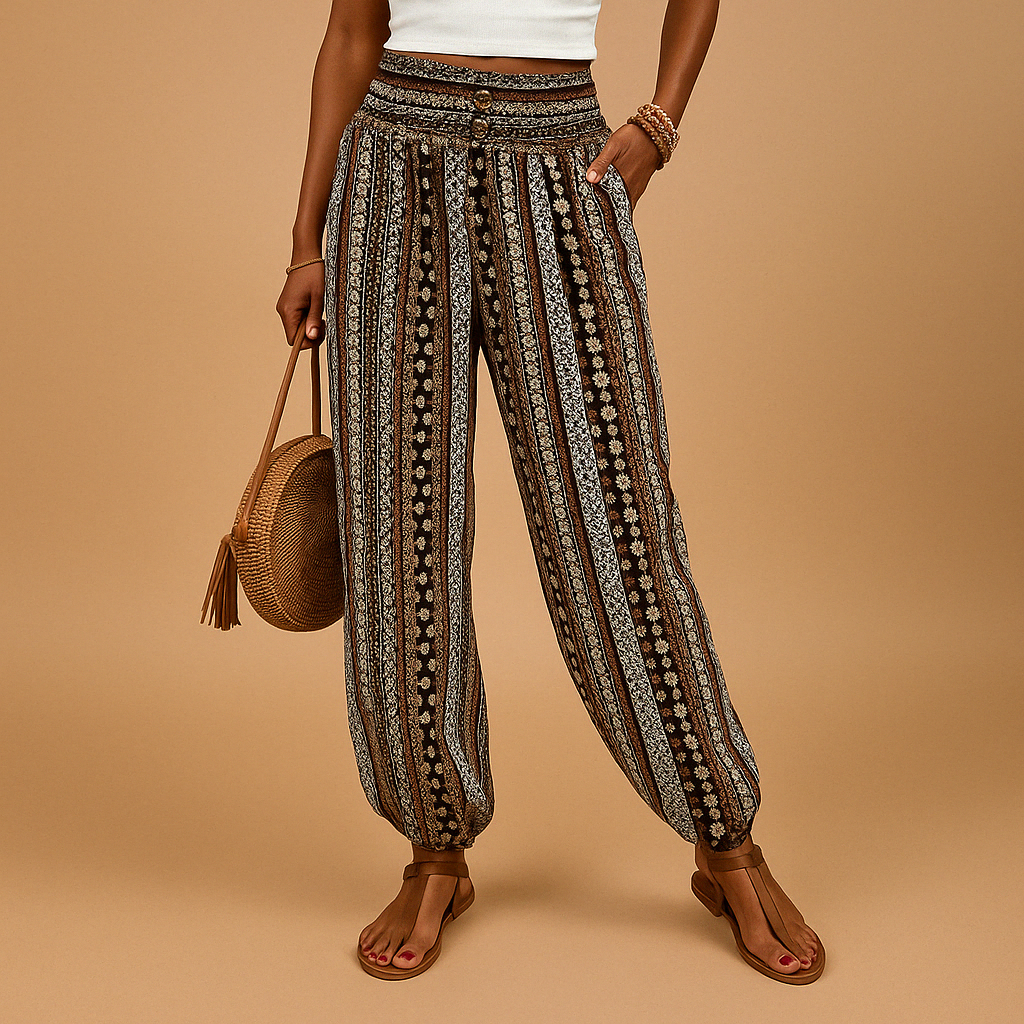 Liora | Stijlvolle Hoge Taille Broek met Boho Flair Voor Dames