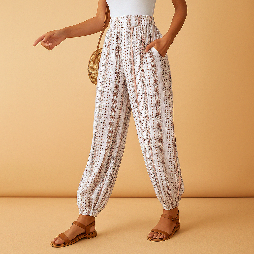 Liora | Stijlvolle Hoge Taille Broek met Boho Flair Voor Dames