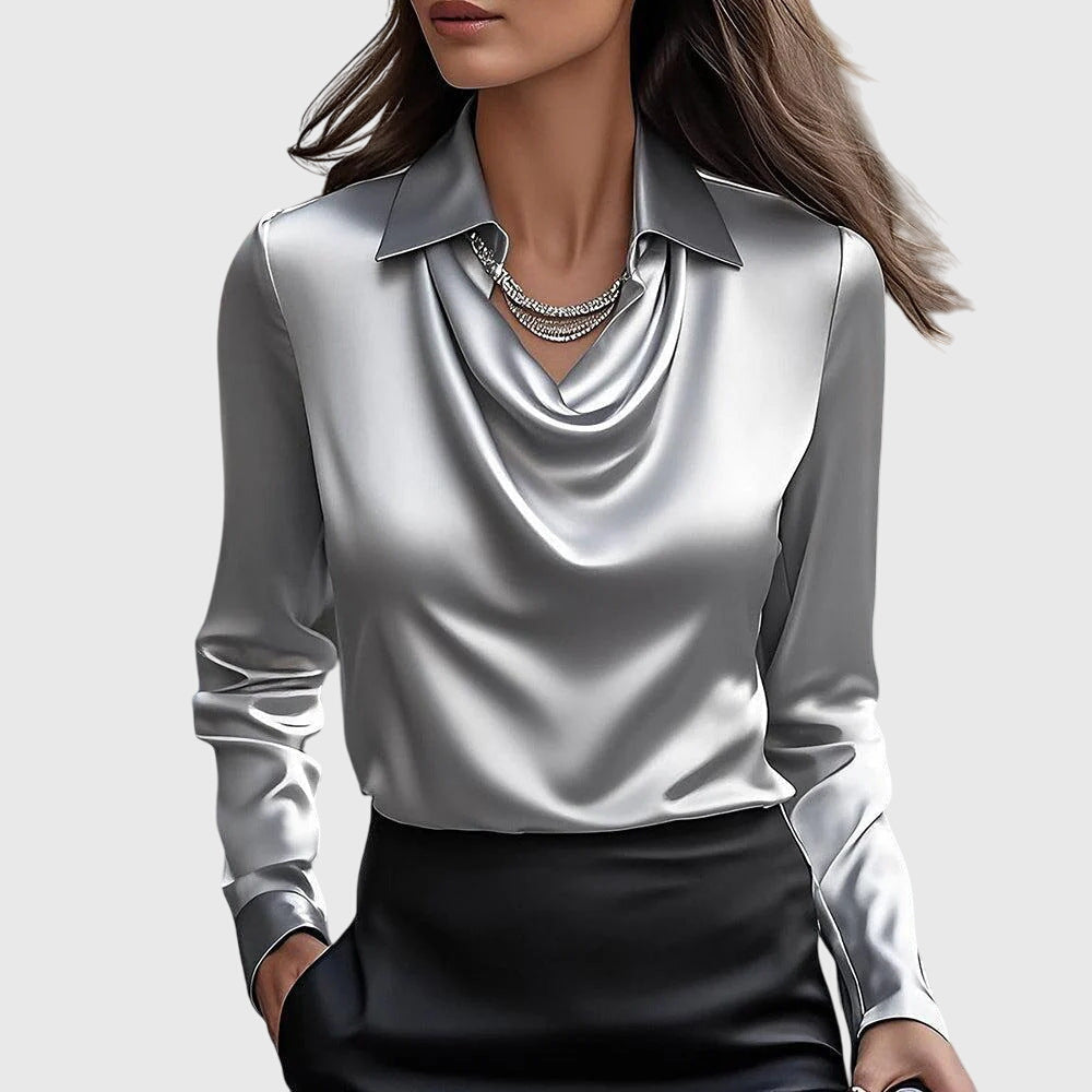 Breeze Vrouwen Blouse | Luxe Shine, Flatterende Drapering 1