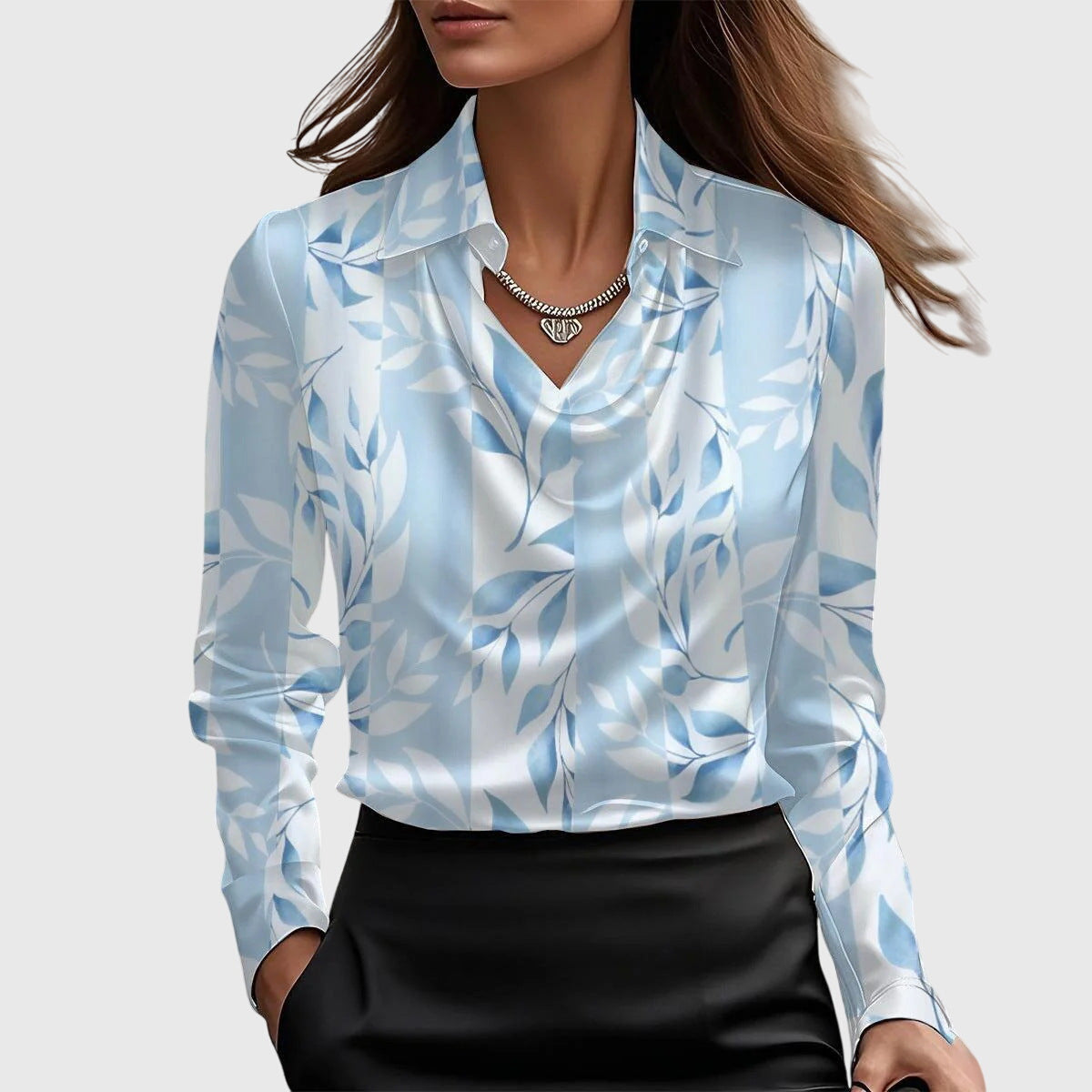 Breeze Vrouwen Blouse | Luxe Shine, Flatterende Drapering 4