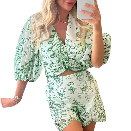 LUMI | Luchtige co-ord set met geborduurde details