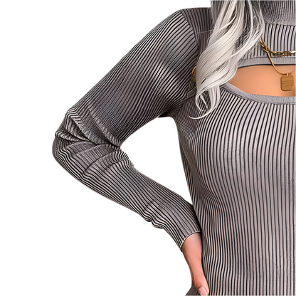 SELENE | Ribgebreide jurk met cut-out detail