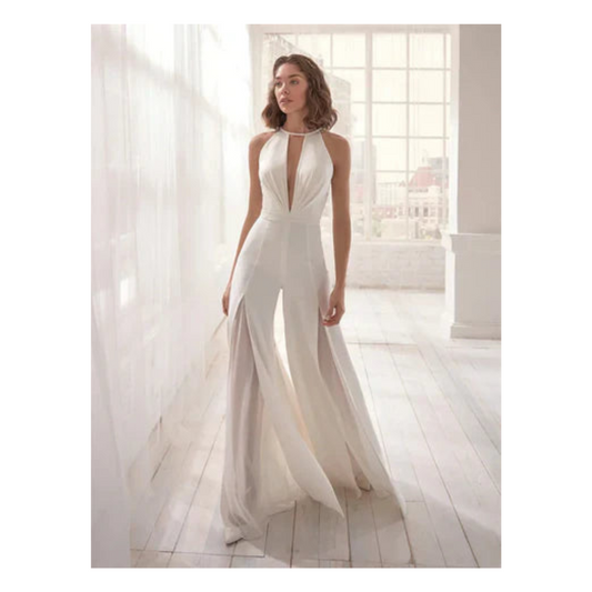 CARMELA | Jumpsuit met V-hals en wijde pijpen 0