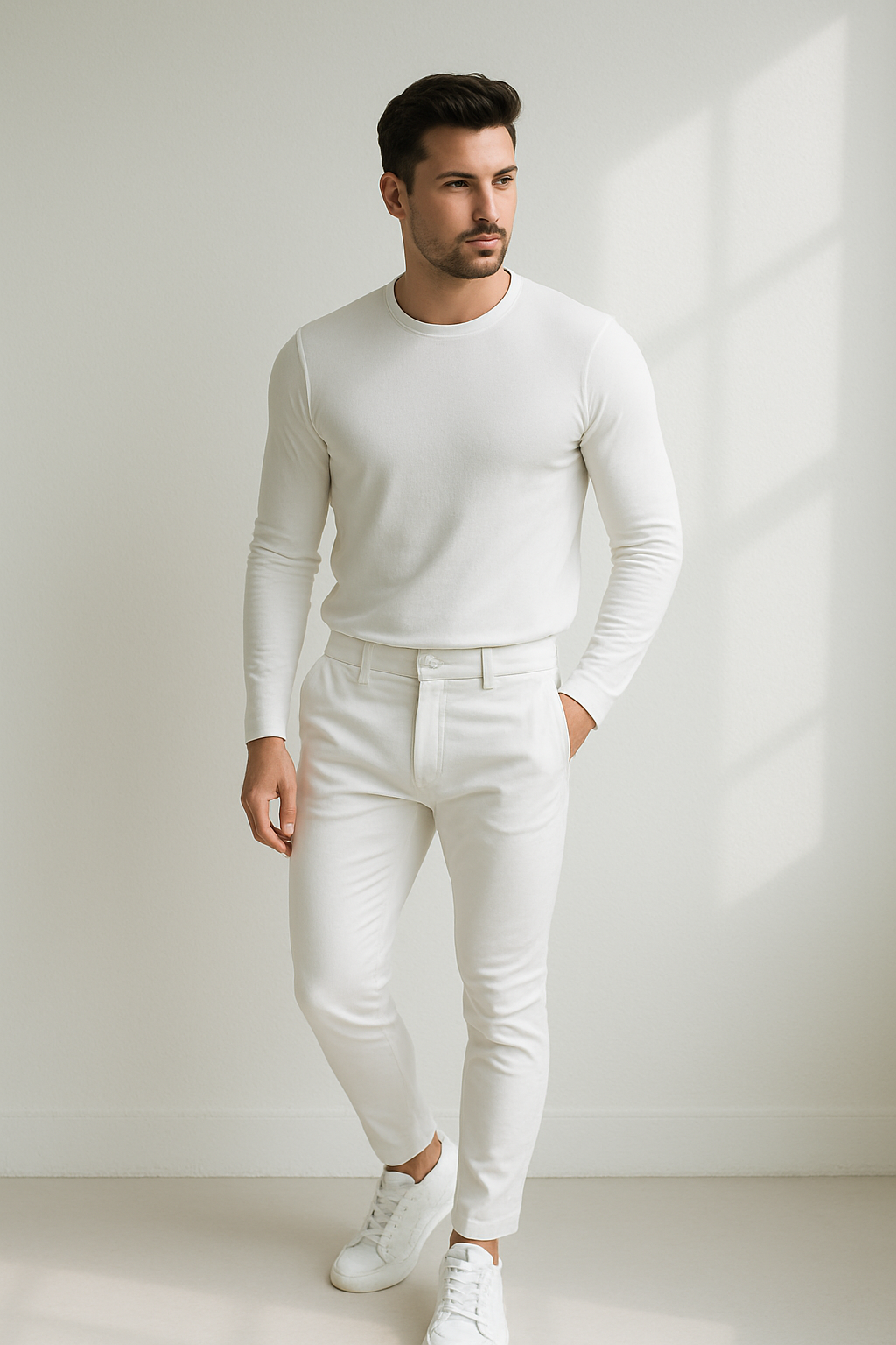 Caviero | Slim Fit Denim Broek in Fris Witte Tint 0