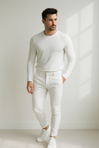 Caviero | Slim Fit Denim Broek in Fris Witte Tint 0