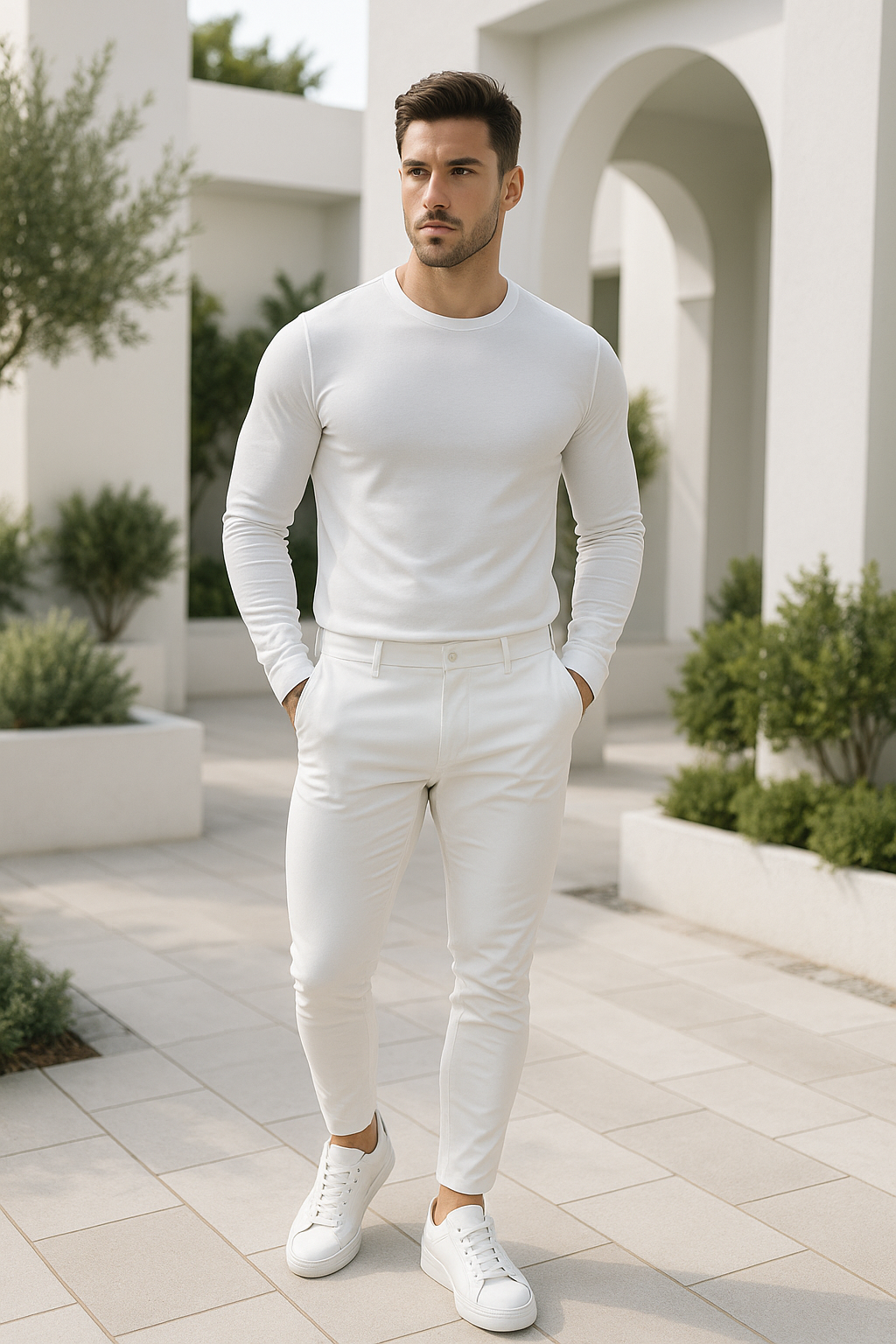 Caviero | Slim Fit Denim Broek in Fris Witte Tint 2